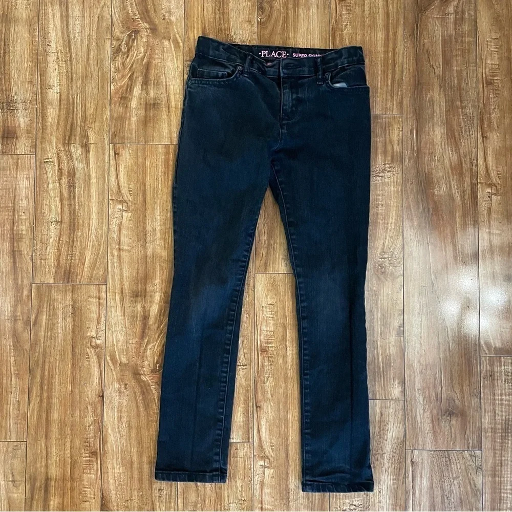 CHILDRENS PLACE‎ Girls Black Super Skinny Jeans Waist Tighteners Size 10